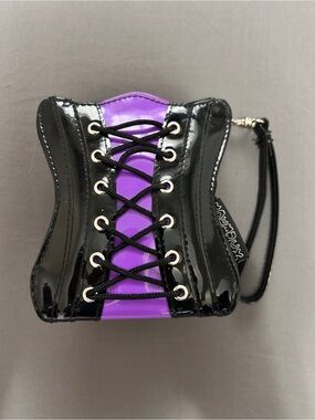 ROEBUCK LONDON RARE Purple Corset Purse Wallet Goth Rockstar Y2K